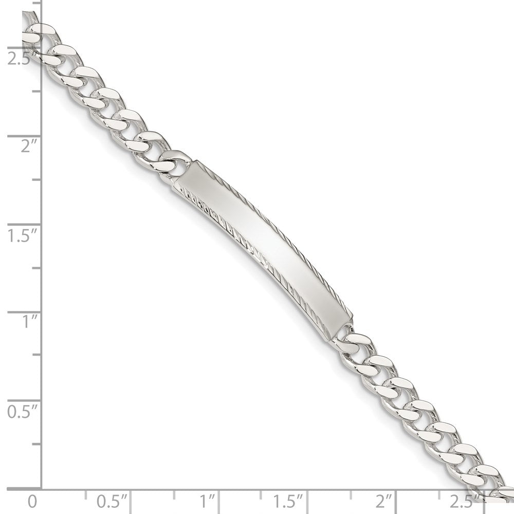 Sterling Silver Diamond-cut Engraveable Curb Link IN Bracelet