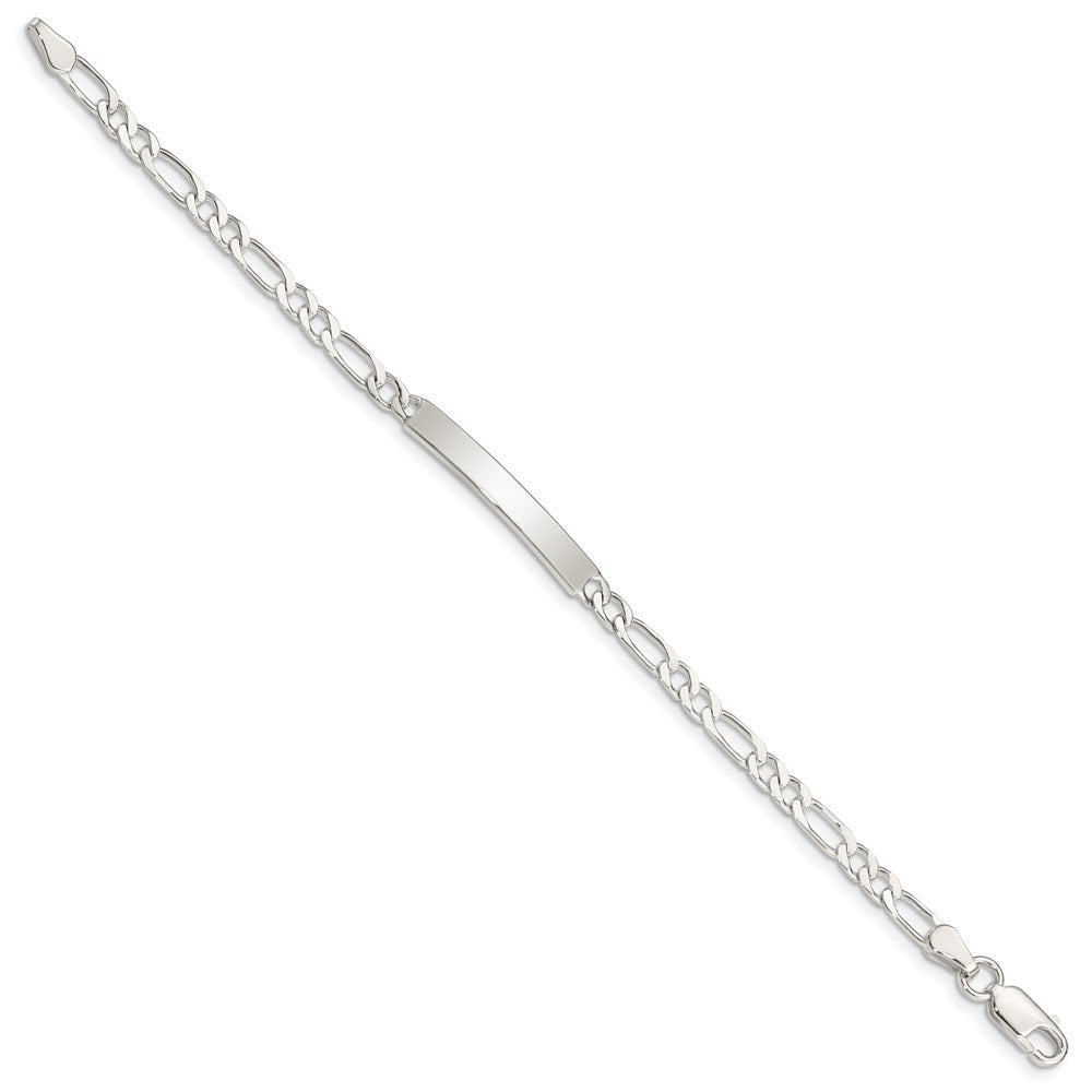 Sterling Silver Engraveable . Figaro Link ID Bracelet