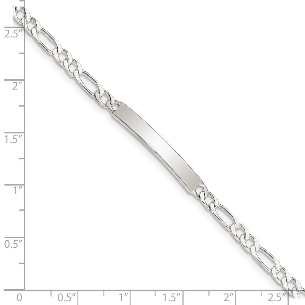 Sterling Silver Engraveable . Figaro Link ID Bracelet