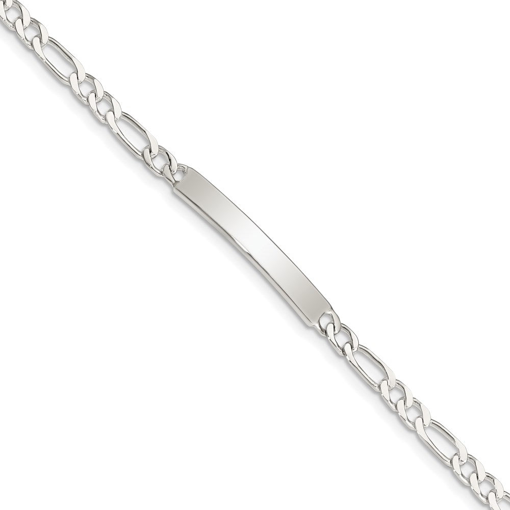 Sterling Silver Engraveable . Figaro Link ID Bracelet