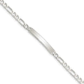 Sterling Silver Engraveable . Figaro Link ID Bracelet