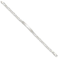 Sterling Silver Polished Engraveable Figaro Link ID Bracelet