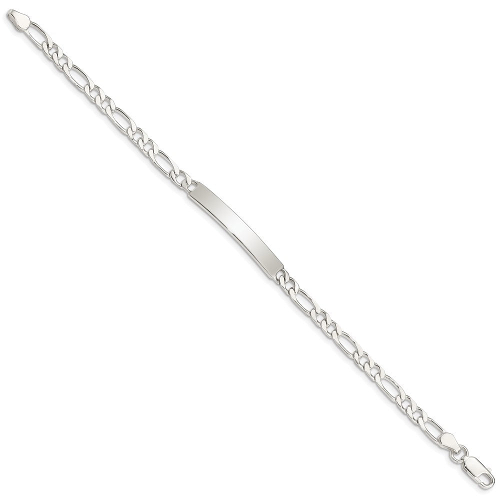 Sterling Silver Polished Engraveable Figaro Link ID Bracelet