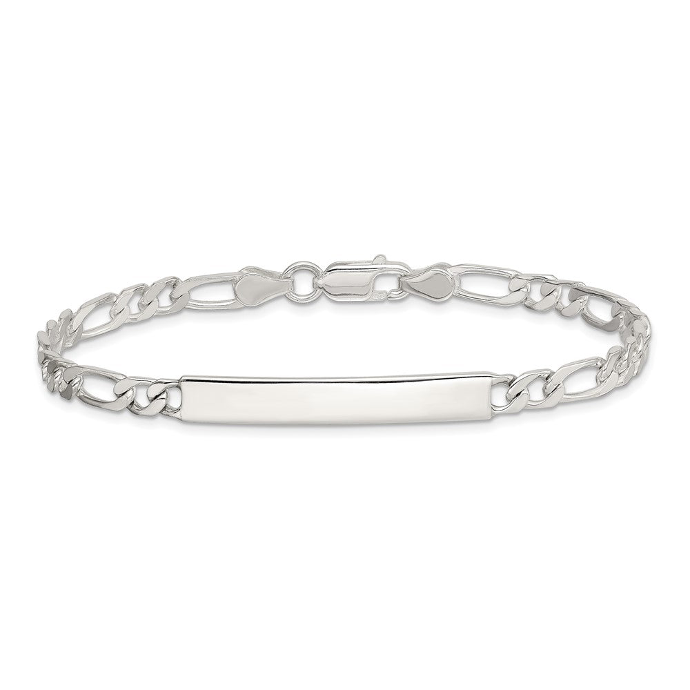 Sterling Silver Polished Engraveable Figaro Link ID Bracelet