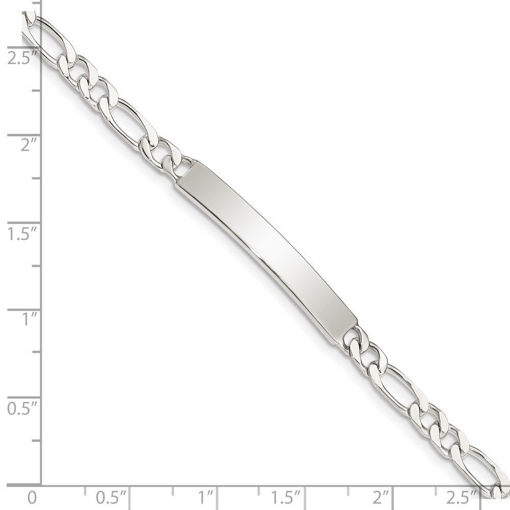 Sterling Silver Polished Engraveable Figaro Link ID Bracelet