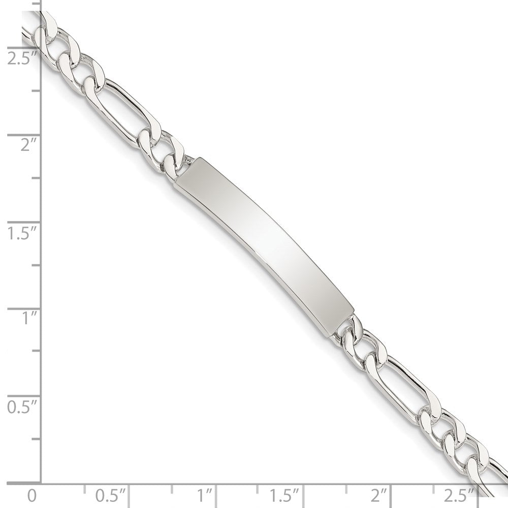 Sterling Silver Polished Engraveable Figaro Link ID Bracelet
