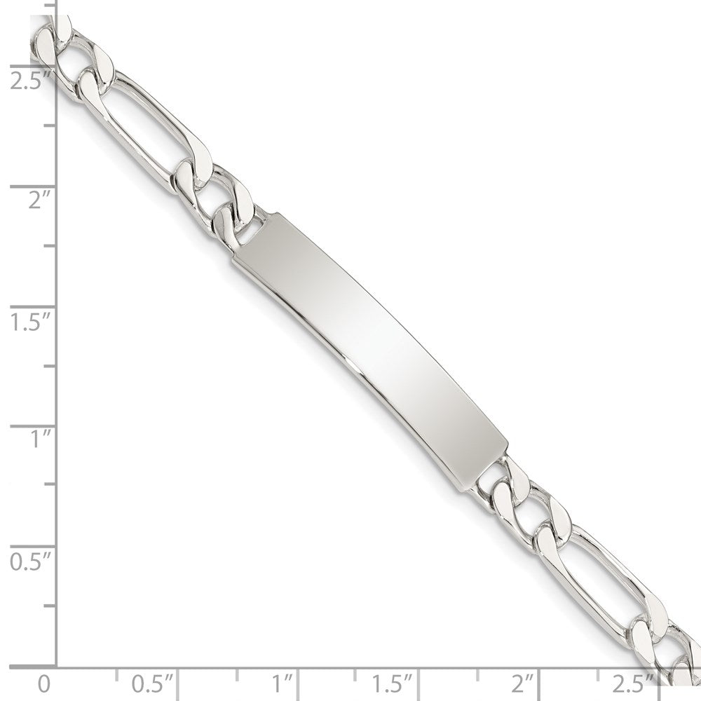 Sterling Silver Polished Engraveable Figaro Link ID Bracelet