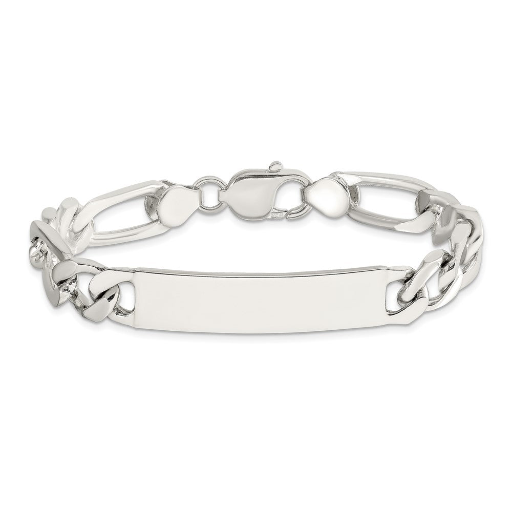 Sterling Silver Polished Engraveable Figaro Link ID Bracelet