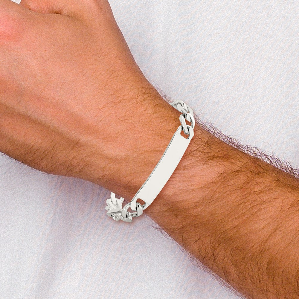 Sterling Silver Polished Engraveable Figaro Link ID Bracelet