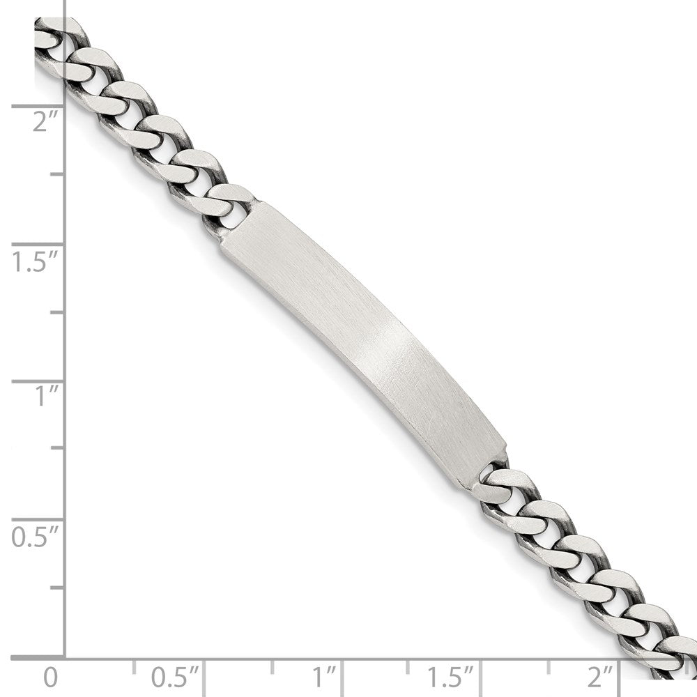 Sterling Silver Engraveable Antiqued Curb Link ID Bracelet