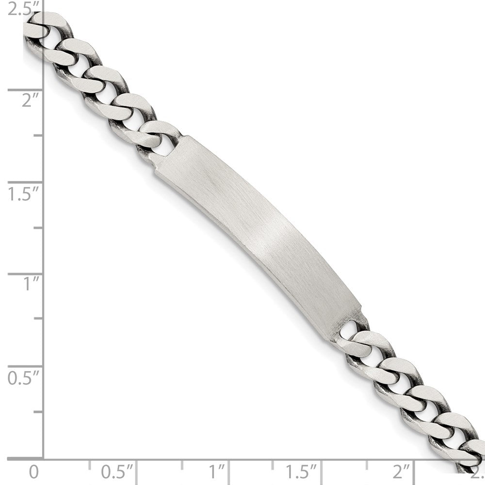 Sterling Silver Engraveable Antiqued Curb Link ID Bracelet