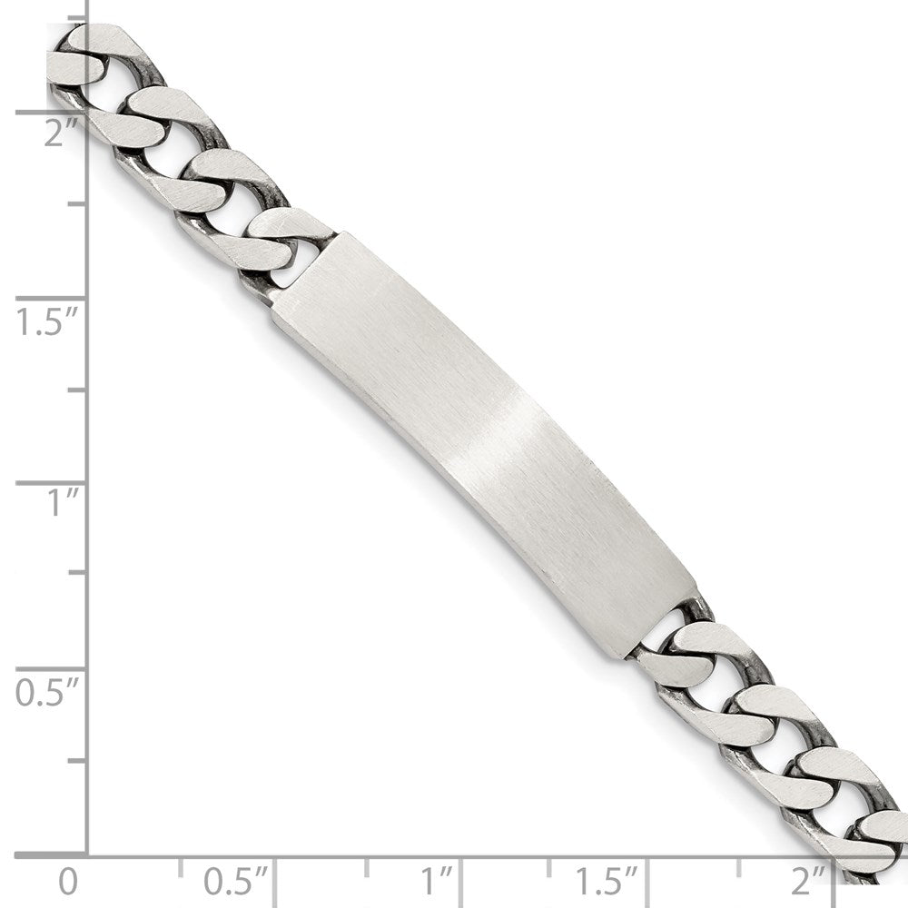 Sterling Silver Engraveable Antiqued Curb Link ID Bracelet