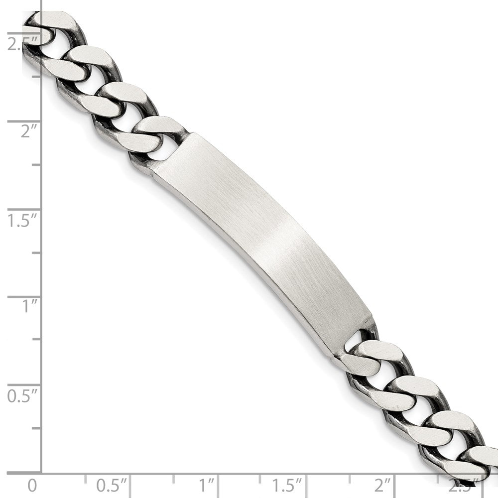 Sterling Silver Engraveable Antiqued Curb Link ID Bracelet