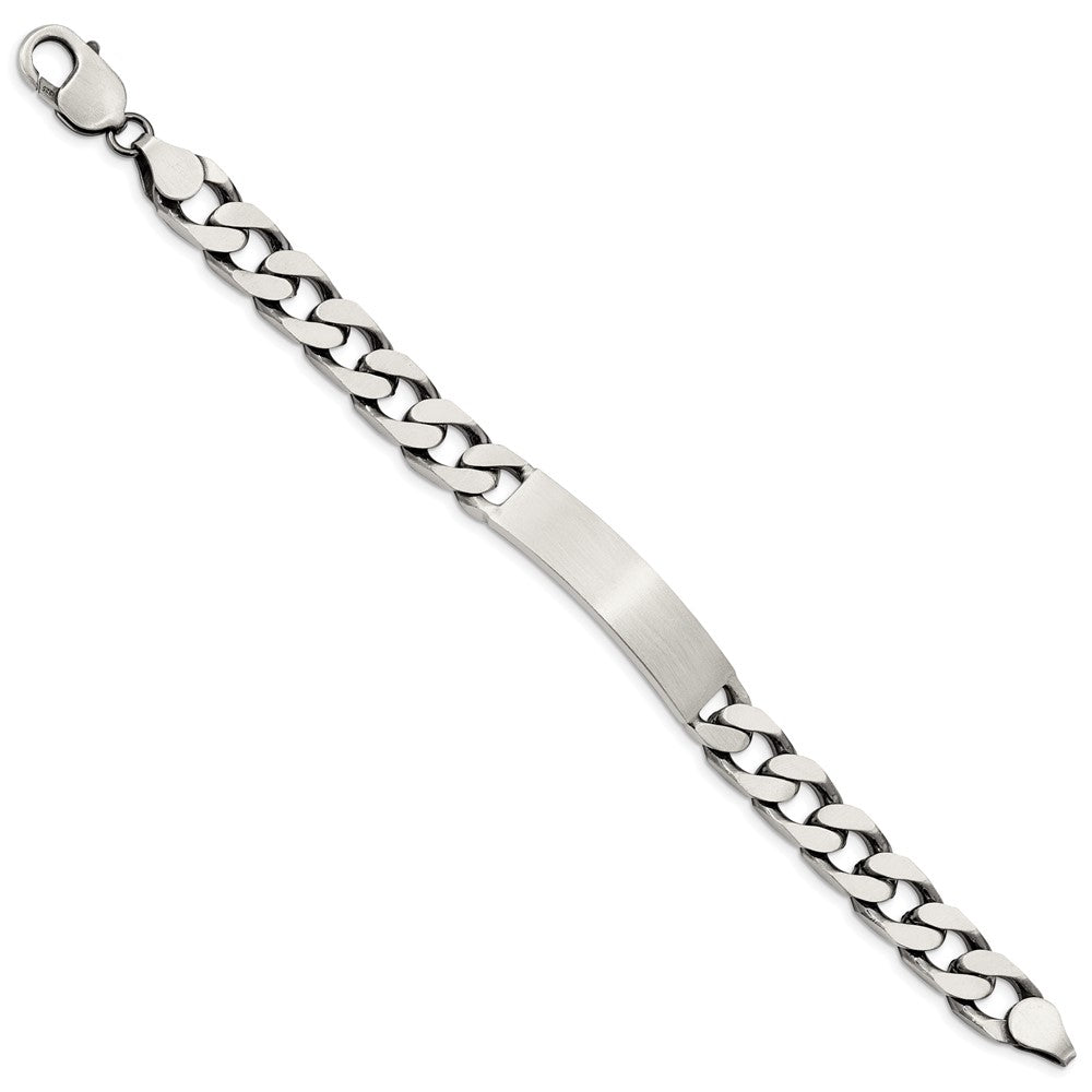 Sterling Silver Engraveable Antiqued Curb Link ID Bracelet