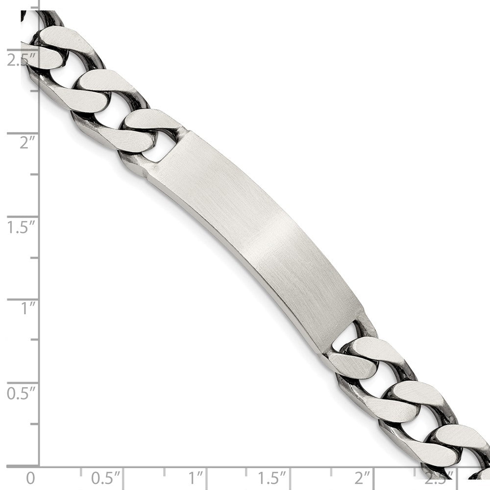 Sterling Silver Engraveable Antiqued Curb Link ID Bracelet