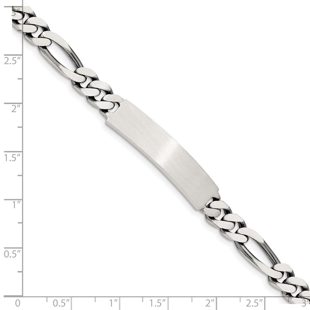 Sterling Silver Engraveable Antiqued Figaro Link ID Bracelet