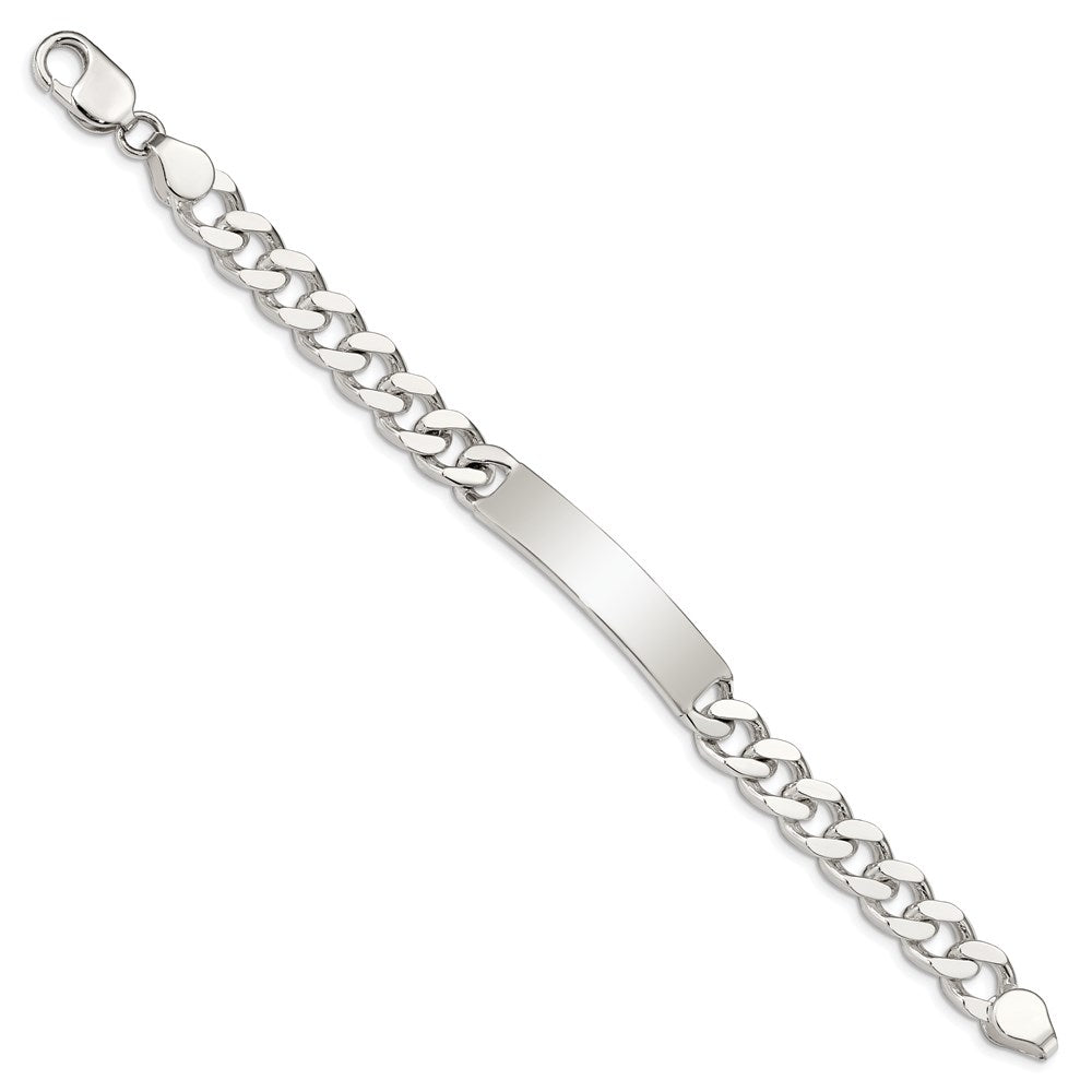 Sterling Silver Polished Engraveable Curb Link ID Bracelet