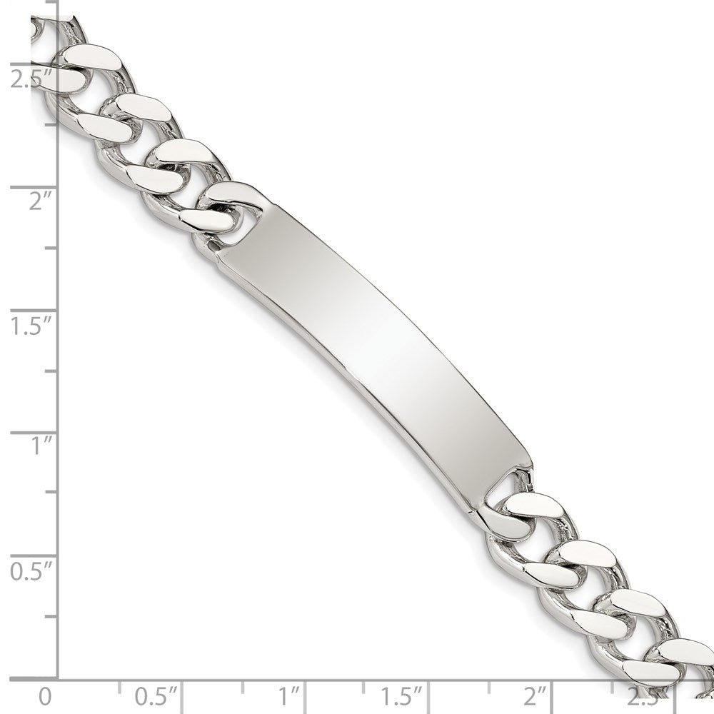 Sterling Silver Polished Engraveable Curb Link ID Bracelet