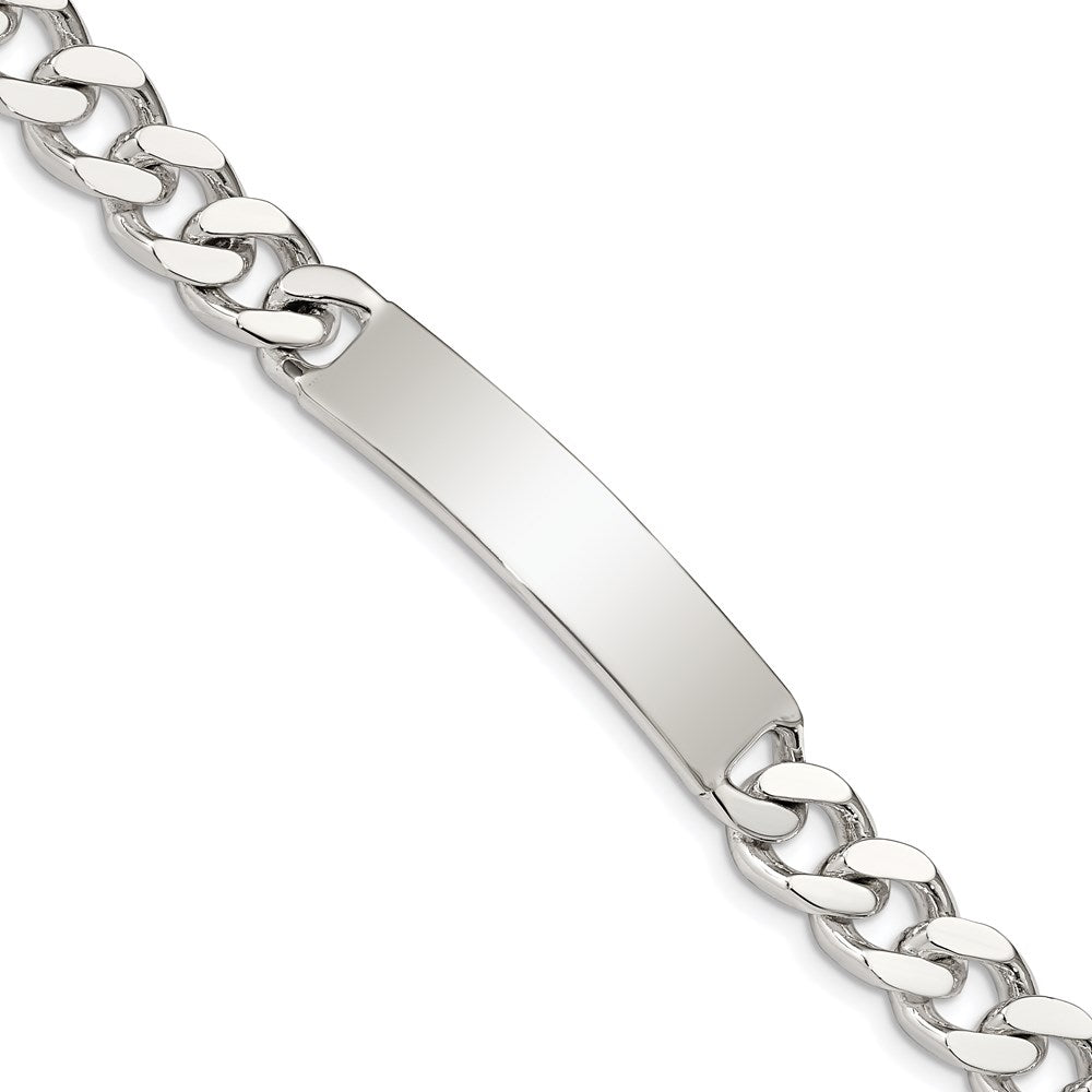 Sterling Silver Polished Engraveable Curb Link ID Bracelet