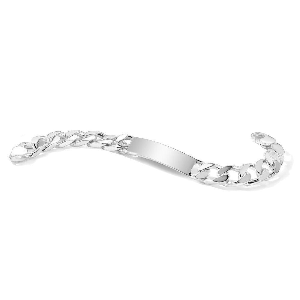 Sterling Silver Polished Engraveable Curb Link ID Bracelet