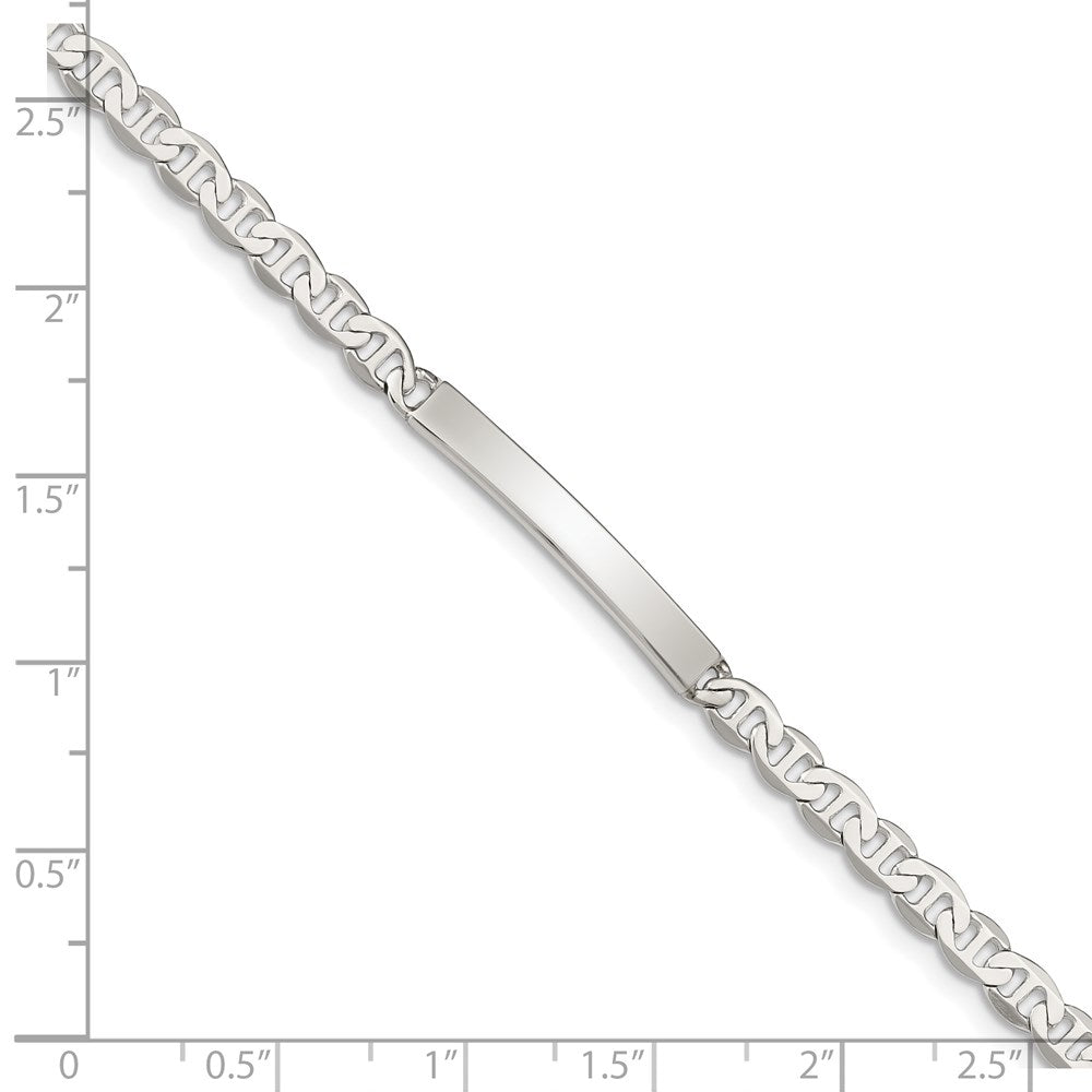 Sterling Silver Polished Engraveable Anchor Link ID Bracelet