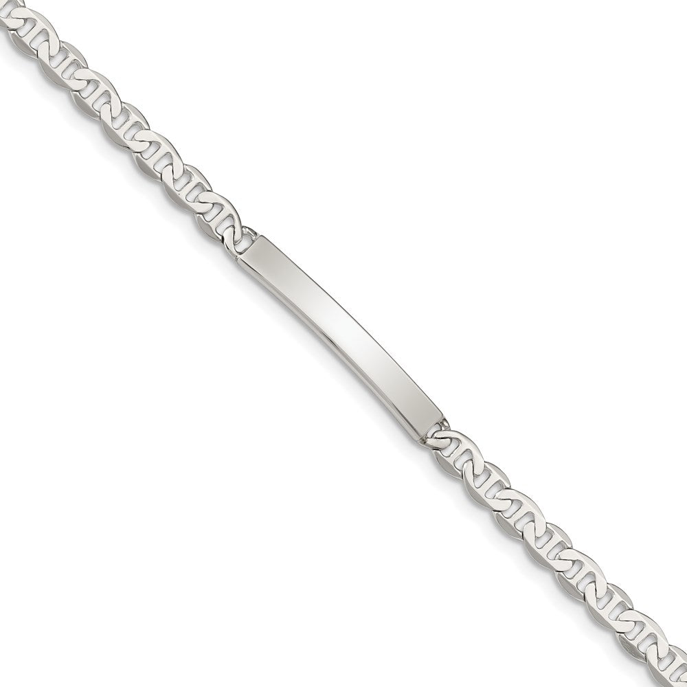 Sterling Silver Polished Engraveable Anchor Link ID Bracelet