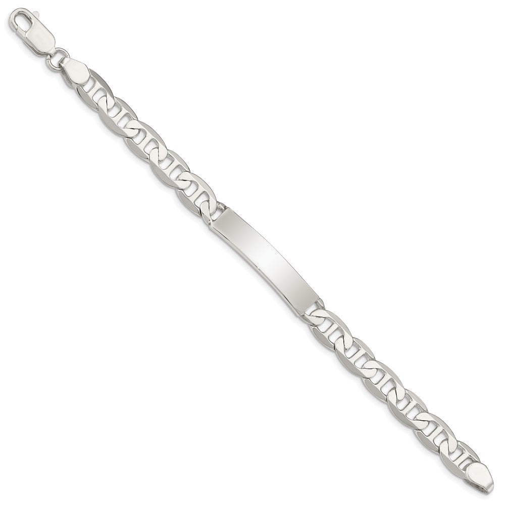 Sterling Silver Polished Engraveable Anchor Link ID Bracelet