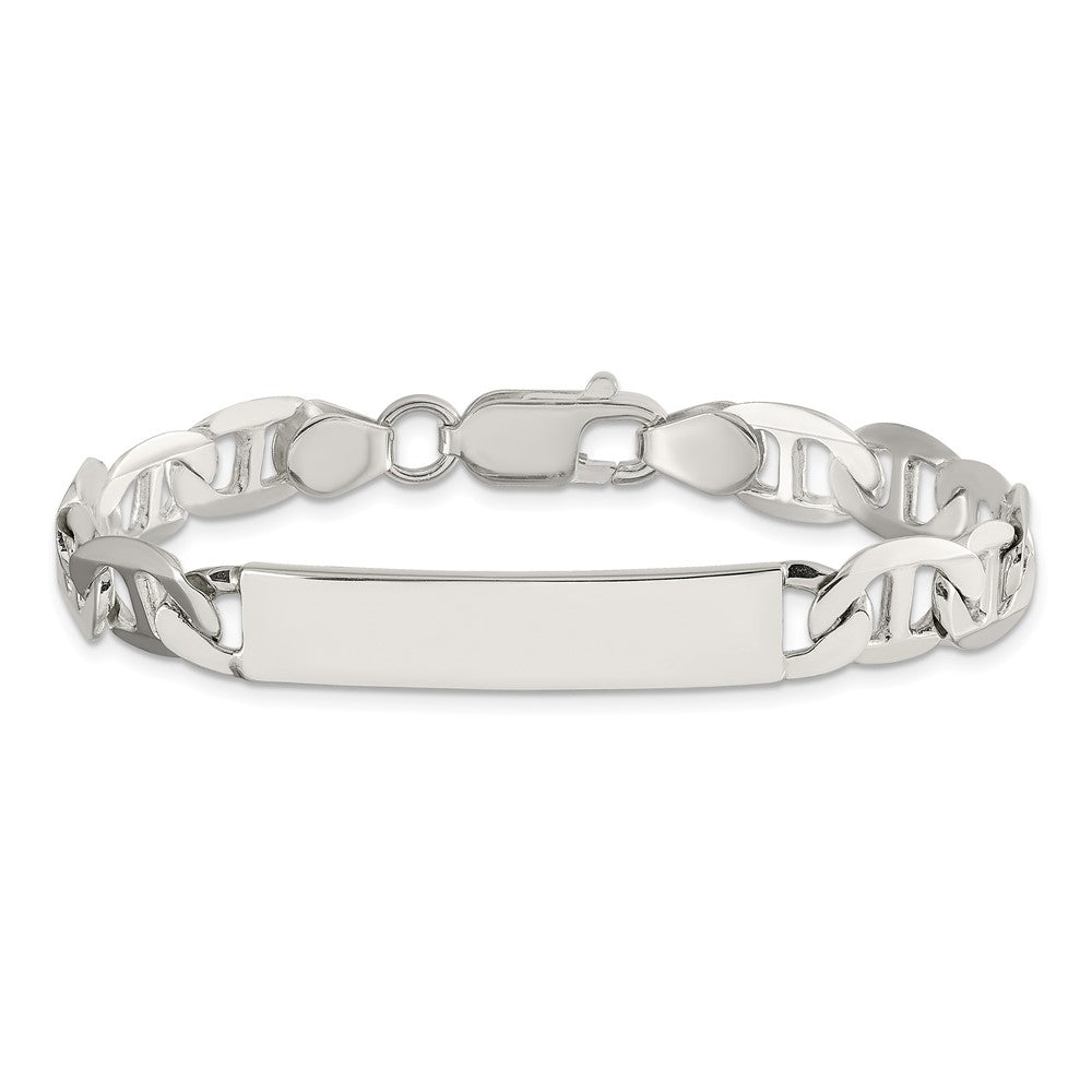 Sterling Silver Polished Engraveable Anchor Link ID Bracelet