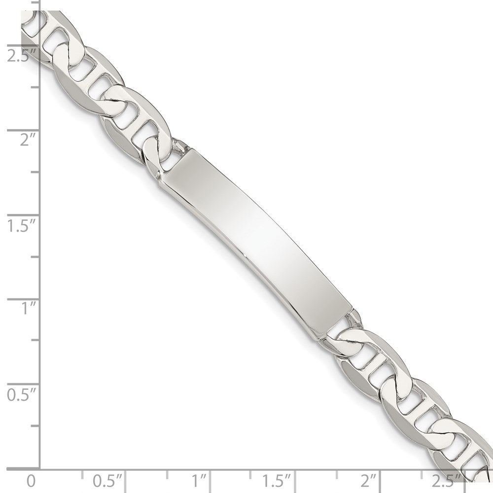 Sterling Silver Polished Engraveable Anchor Link ID Bracelet