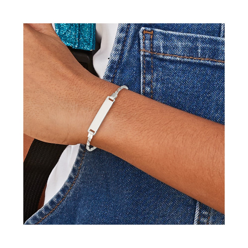 Sterling Silver Polished Engraveable Children's ID Bracelet
