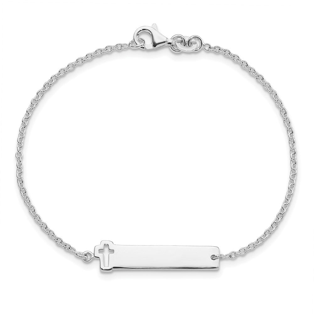 Sterling Silver Polished Cross ID Bracelet