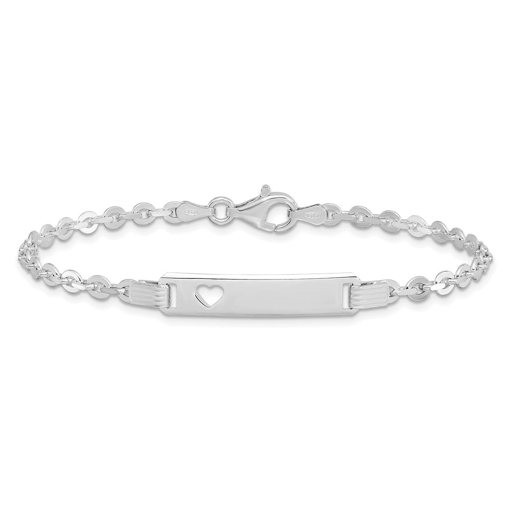 Sterling Silver Polished ID W/Heart Bracelet