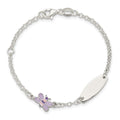 Sterling Silver Childrens Enameled Butterfly Plus EXT ID Bracelet