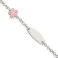 Sterling Silver Childrens Enameled Flower Plus EXT ID Bracelet