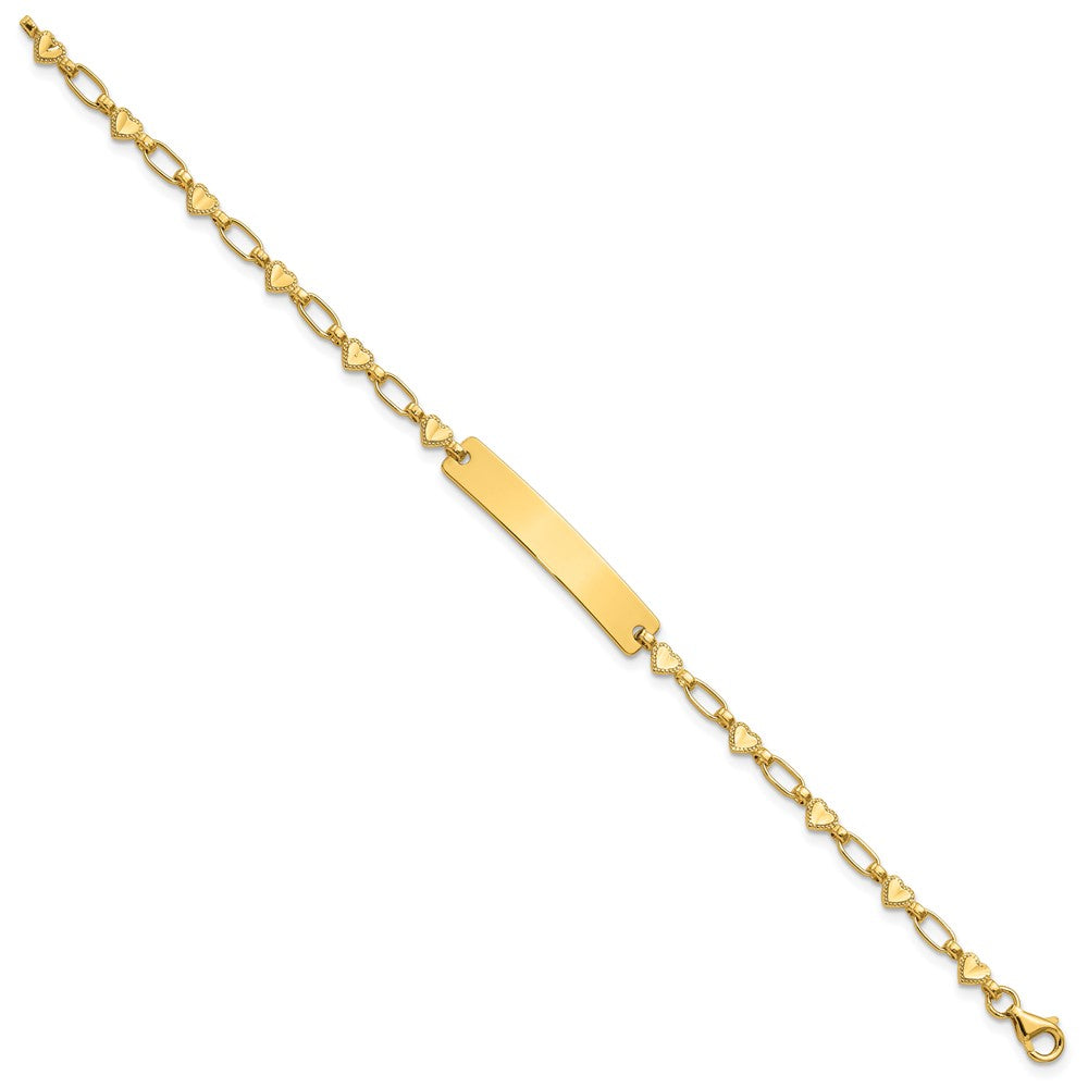 Sterling Silver Gold-plated Hearts ID Bracelet