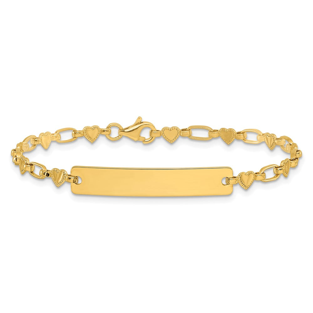 Sterling Silver Gold-plated Hearts ID Bracelet