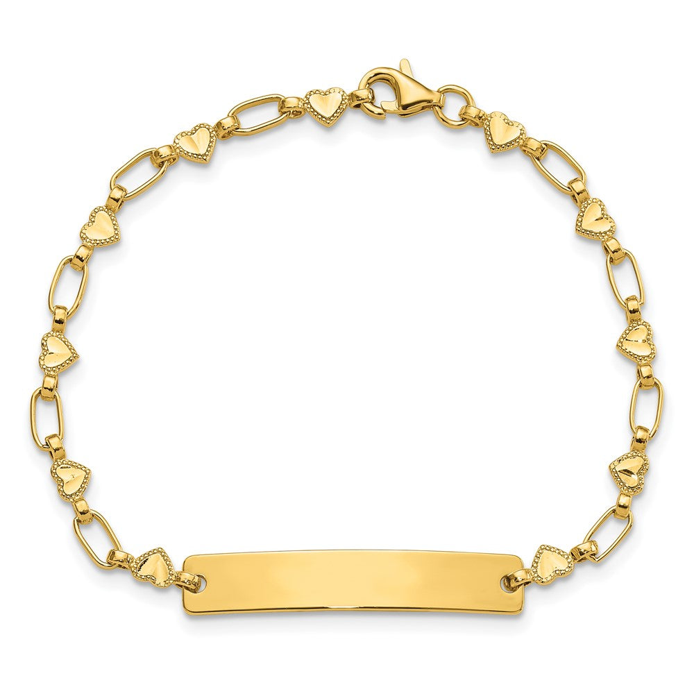 Sterling Silver Gold-plated Hearts ID Bracelet