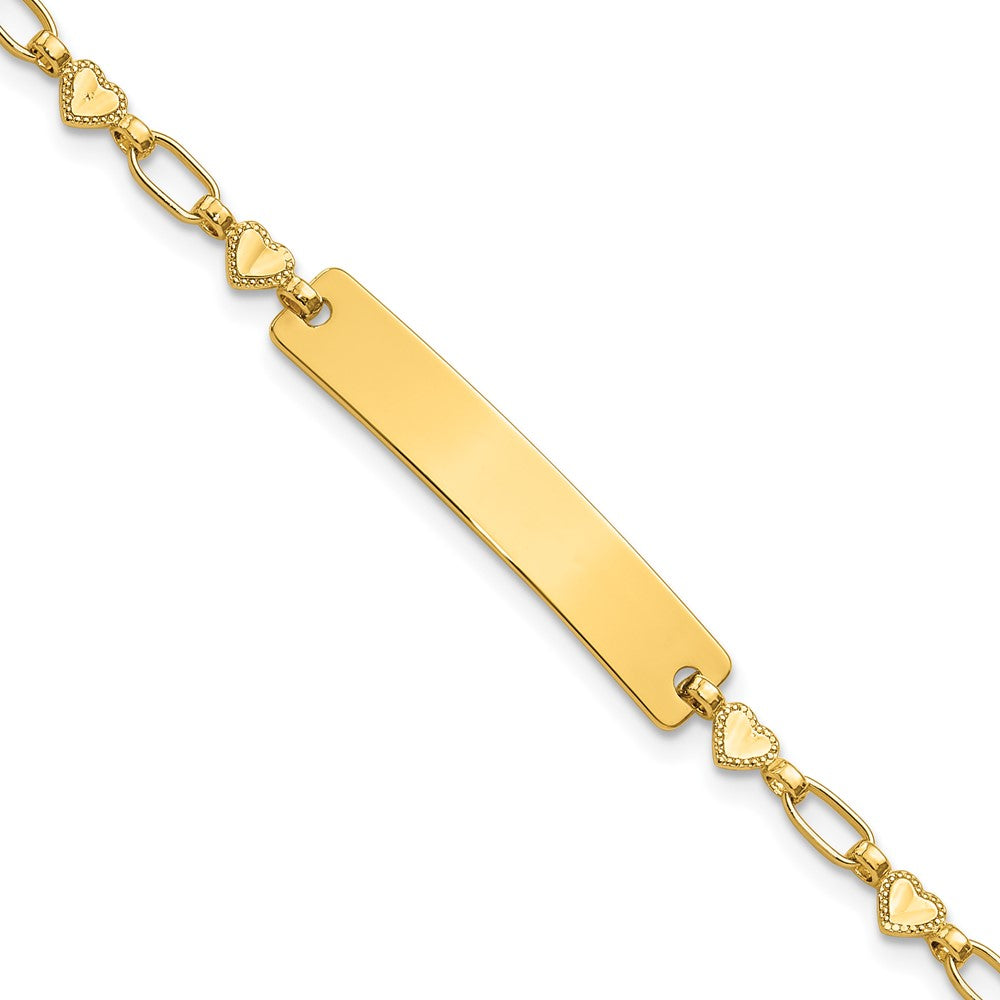 Sterling Silver Gold-plated Hearts ID Bracelet