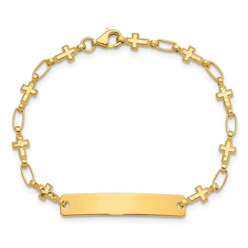 Sterling Silver Gold-plated Cross ID Bracelet