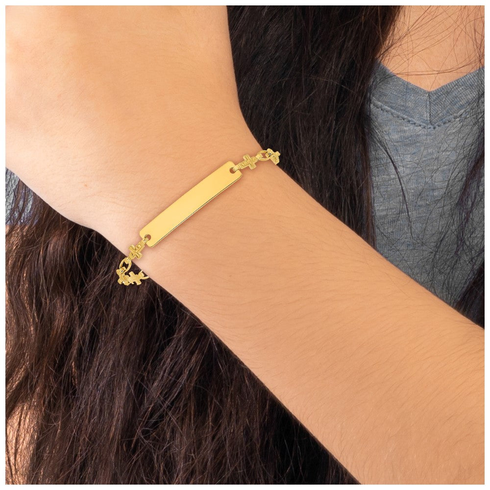 Sterling Silver Gold-plated Cross ID Bracelet