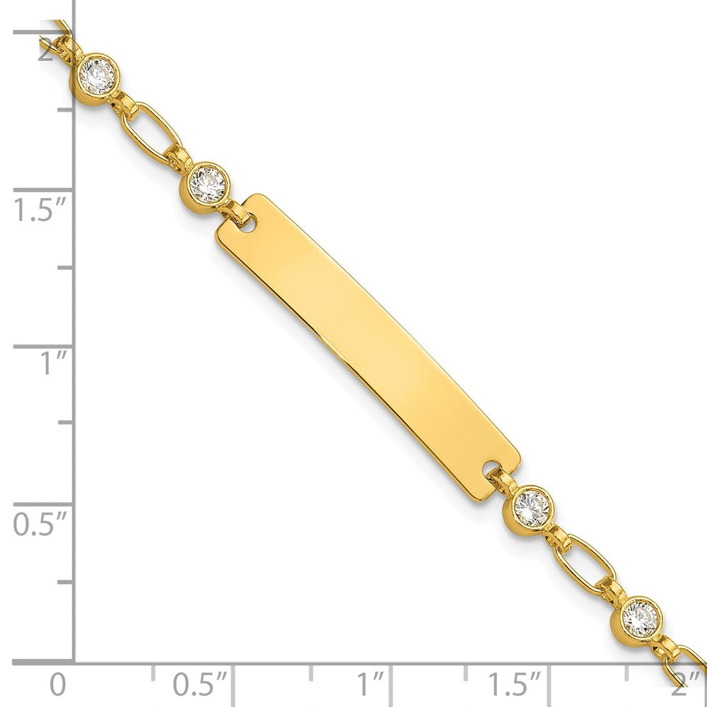 Sterling Silver Gold-plated 7.5 inch Bezel CZ ID Bracelet