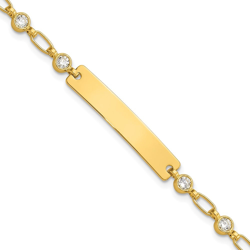 Sterling Silver Gold-plated 7.5 inch Bezel CZ ID Bracelet