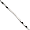 Sterling Silver Antiqued Round Box Chain 8 Inch Men's ID/Bar Bracelet