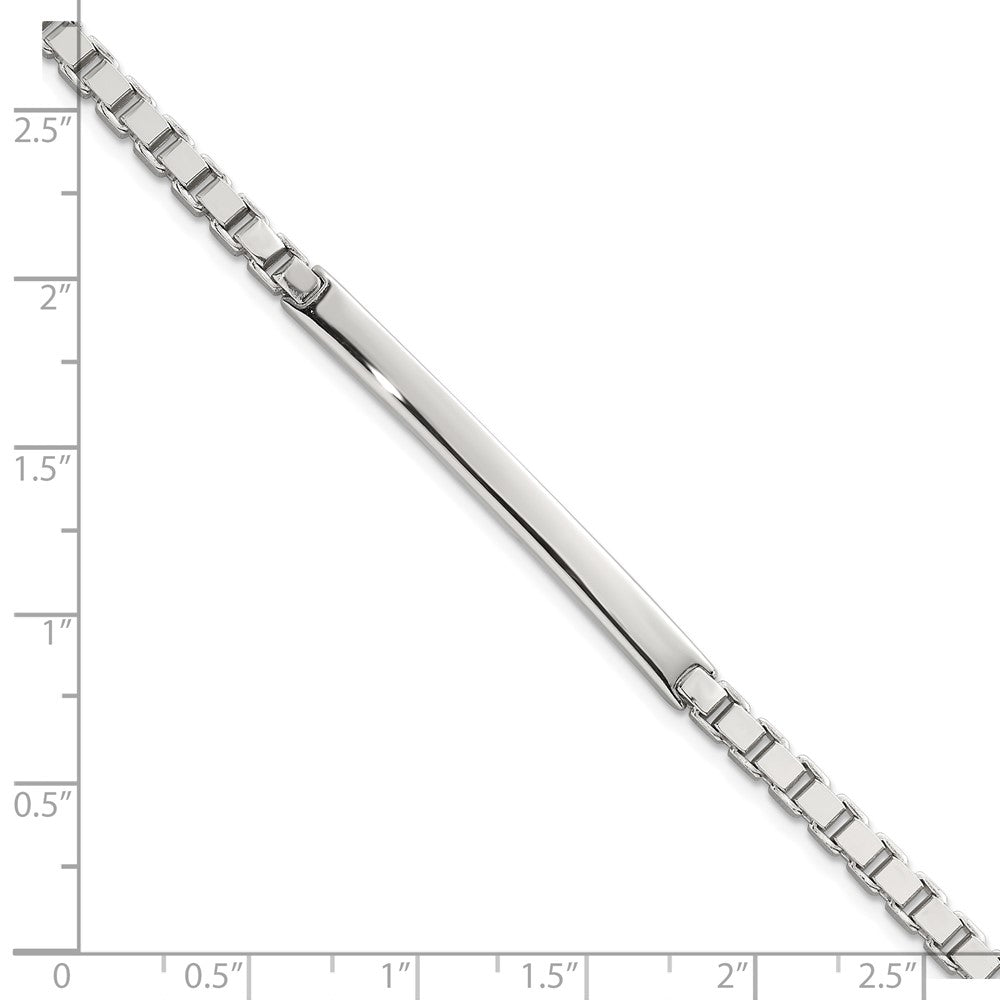 Sterling Silver Polished 3.7mm Box Chain 8 Inch Men's ID/Bar Bracelet