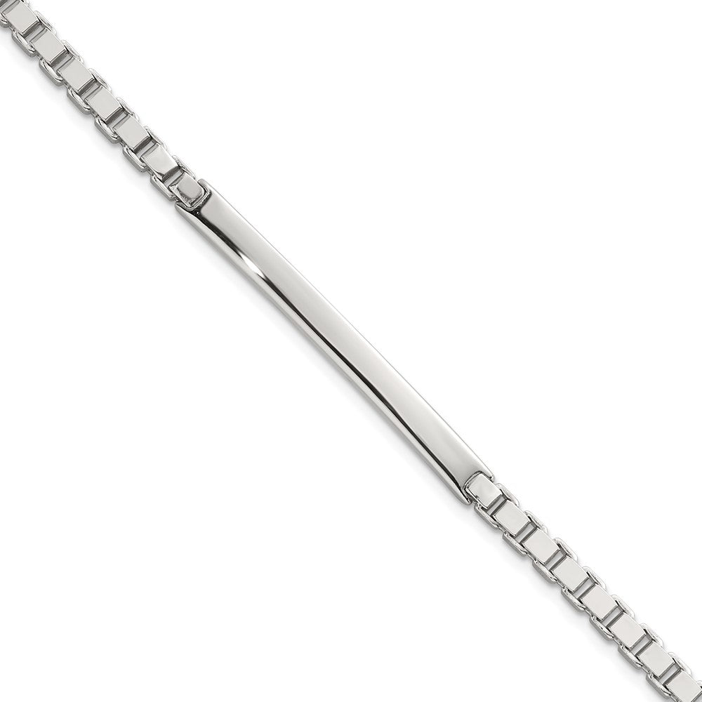 Sterling Silver Polished 3.7mm Box Chain 8 Inch Men's ID/Bar Bracelet