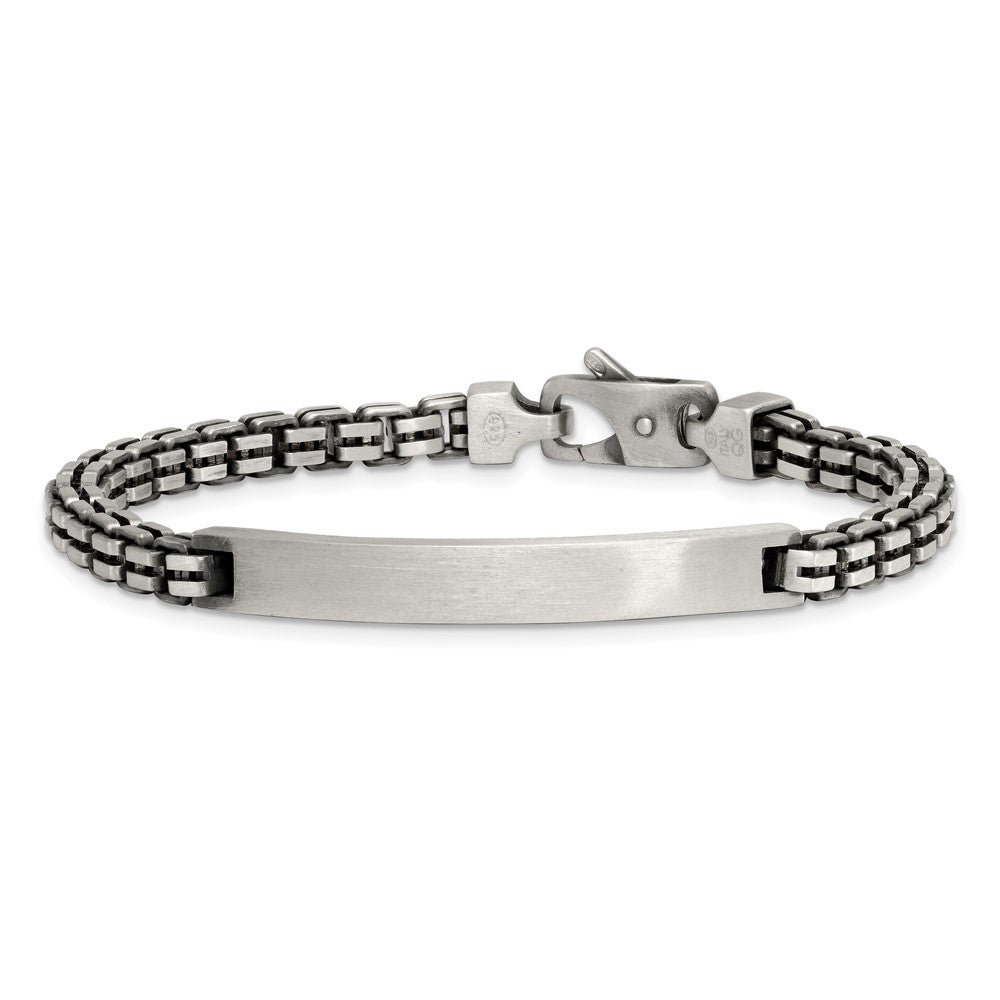 Sterling Silver Antiqued Brushed Box Link Plate 6mm 8in ID Bracelet