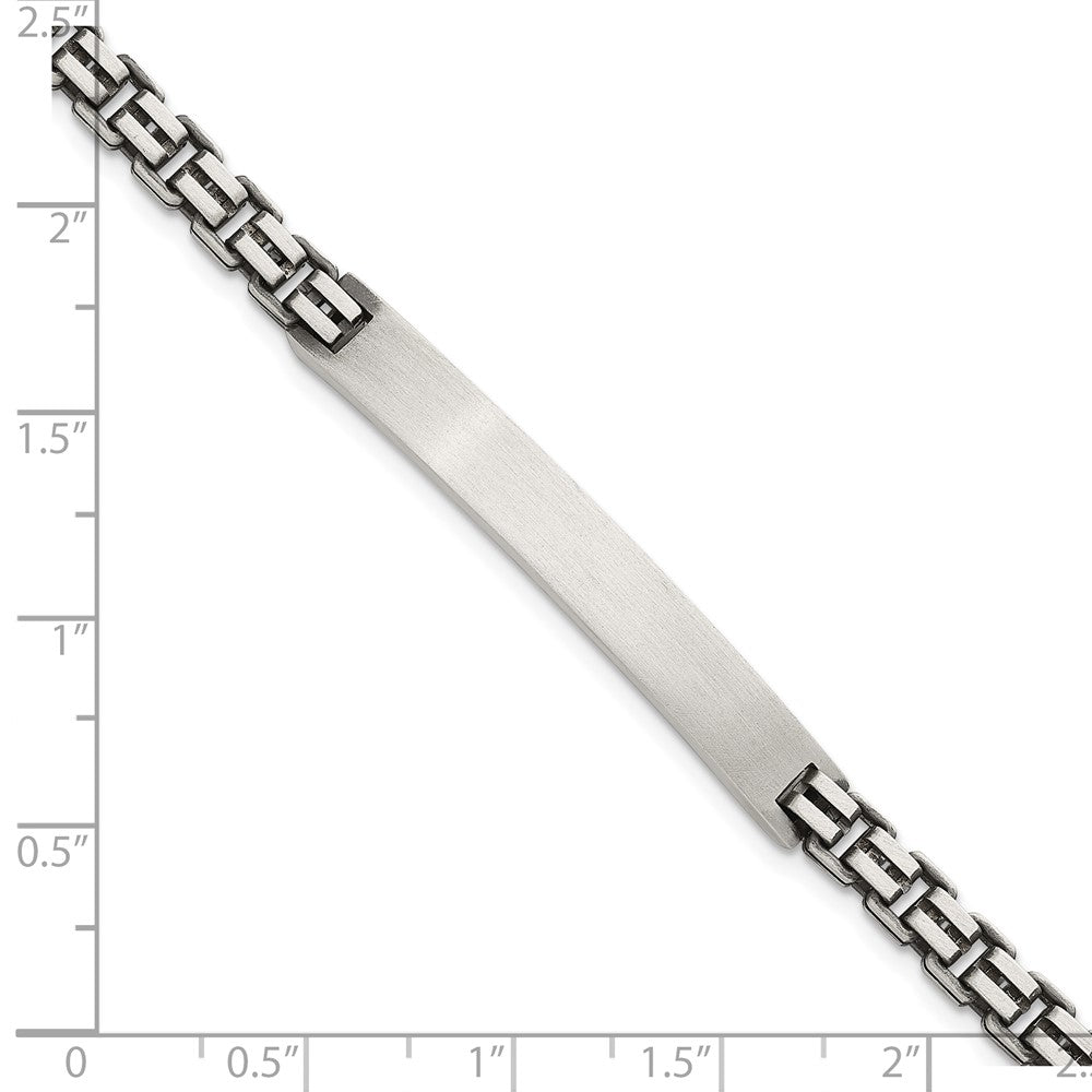 Sterling Silver Antiqued Brushed Box Link Plate 6mm 8in ID Bracelet