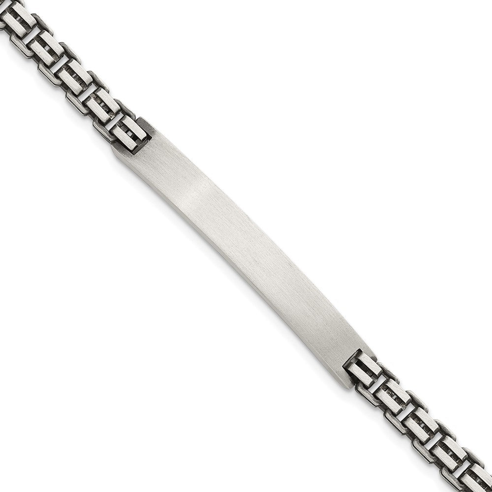 Sterling Silver Antiqued Brushed Box Link Plate 6mm 8in ID Bracelet