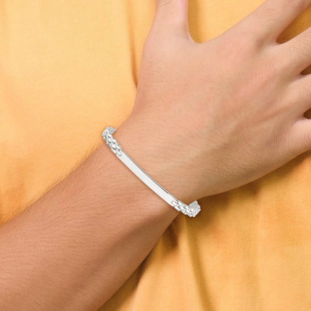 Sterling Silver Polished Men's ID Bracelet
