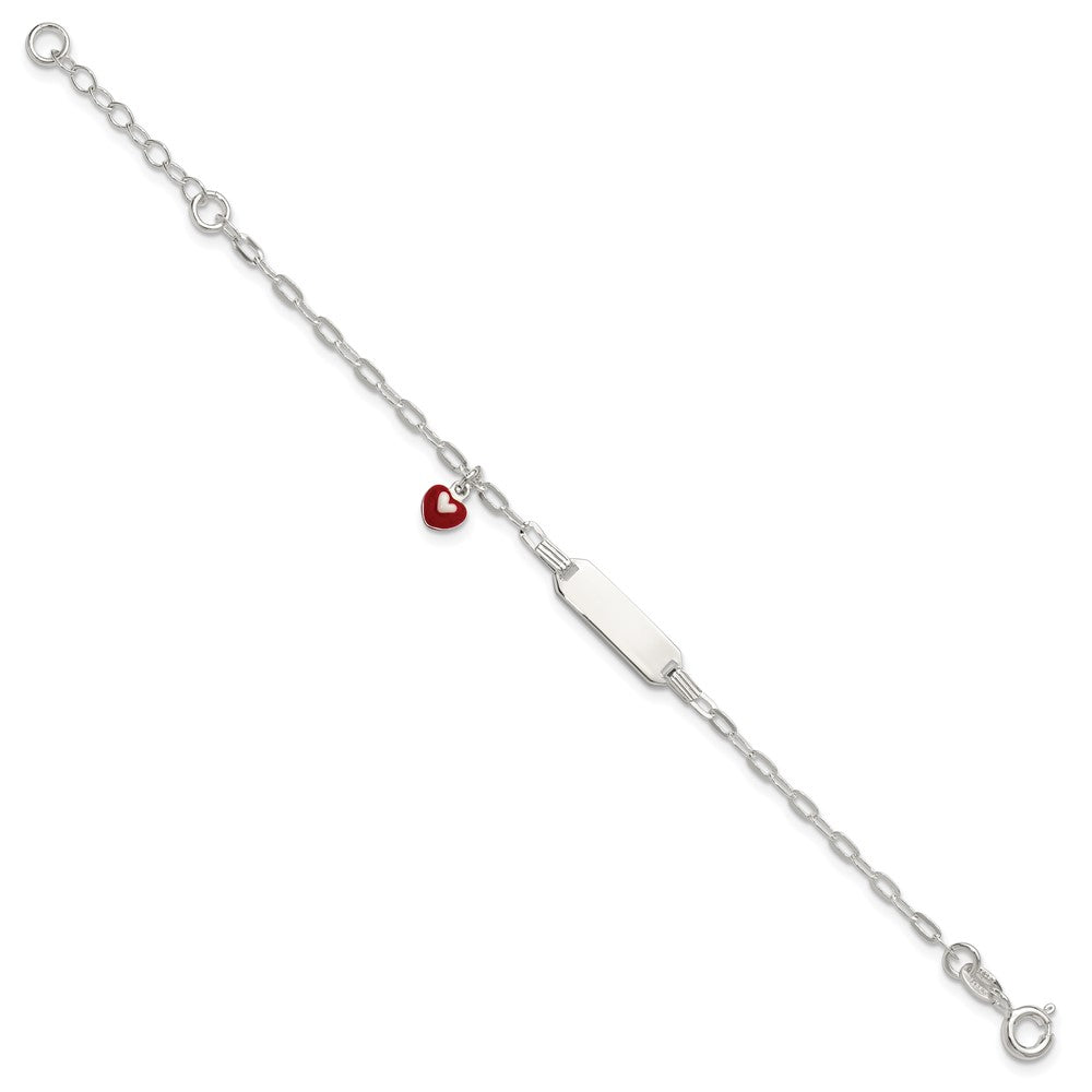 SS Polished Enameled Heart w/ ext Children's ID Bracelet